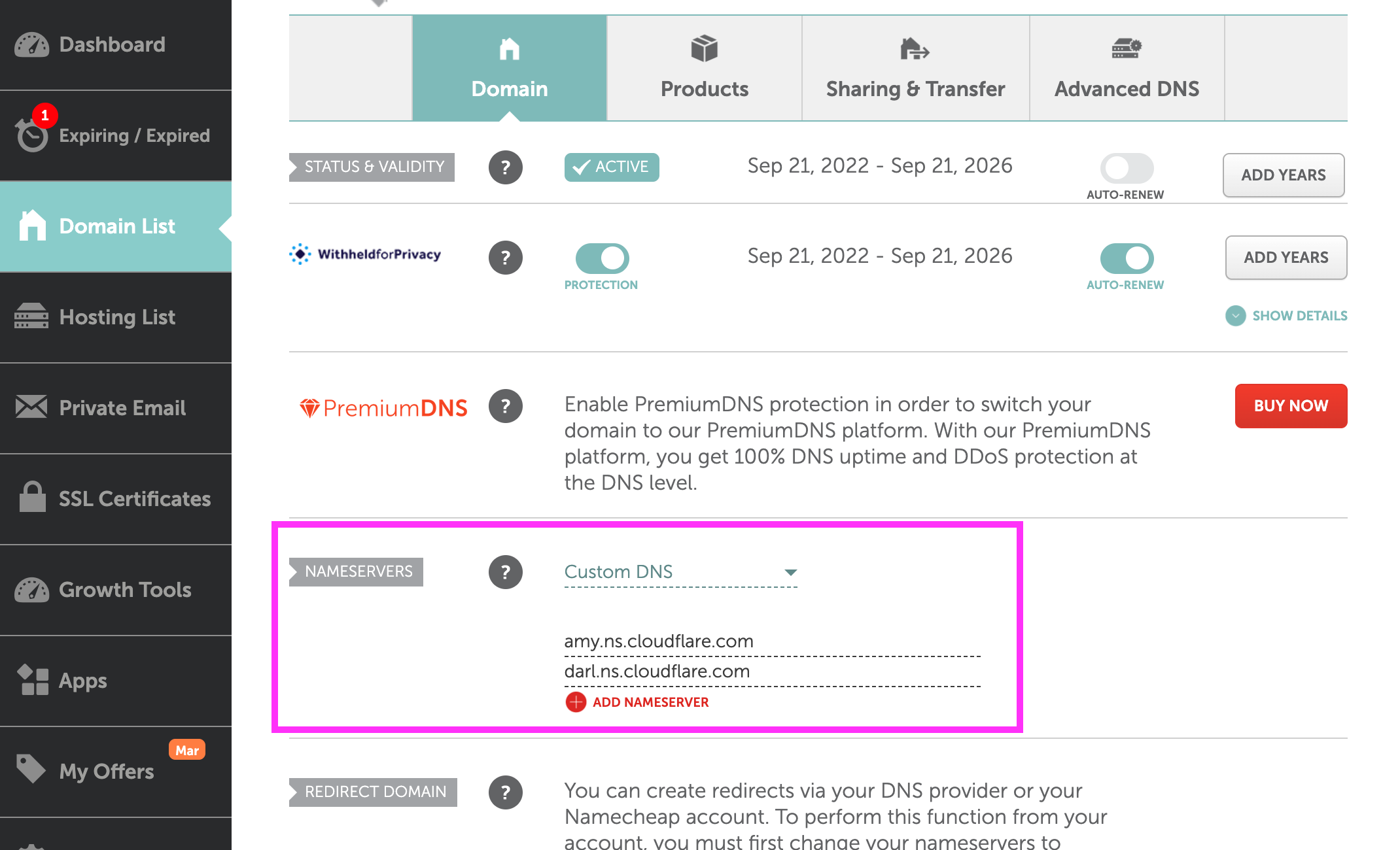 Changement DNS Cloudflare