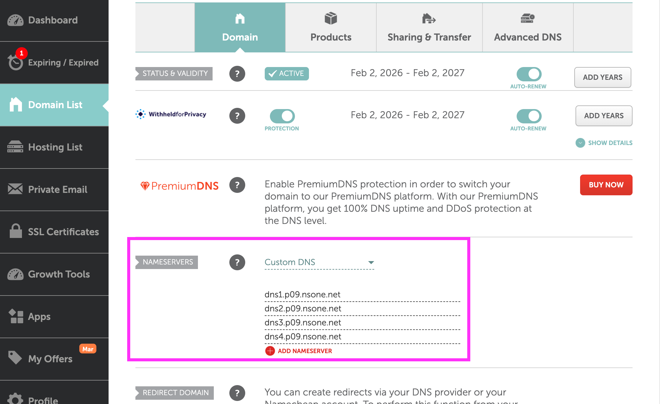 Changement DNS Namecheap